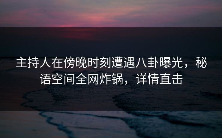 主持人在傍晚时刻遭遇八卦曝光，秘语空间全网炸锅，详情直击