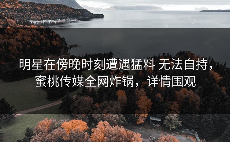明星在傍晚时刻遭遇猛料 无法自持,蜜桃传媒全网炸锅,详情围观
