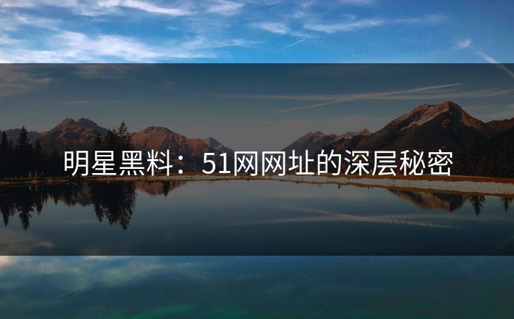 明星黑料:51网网址的深层秘密